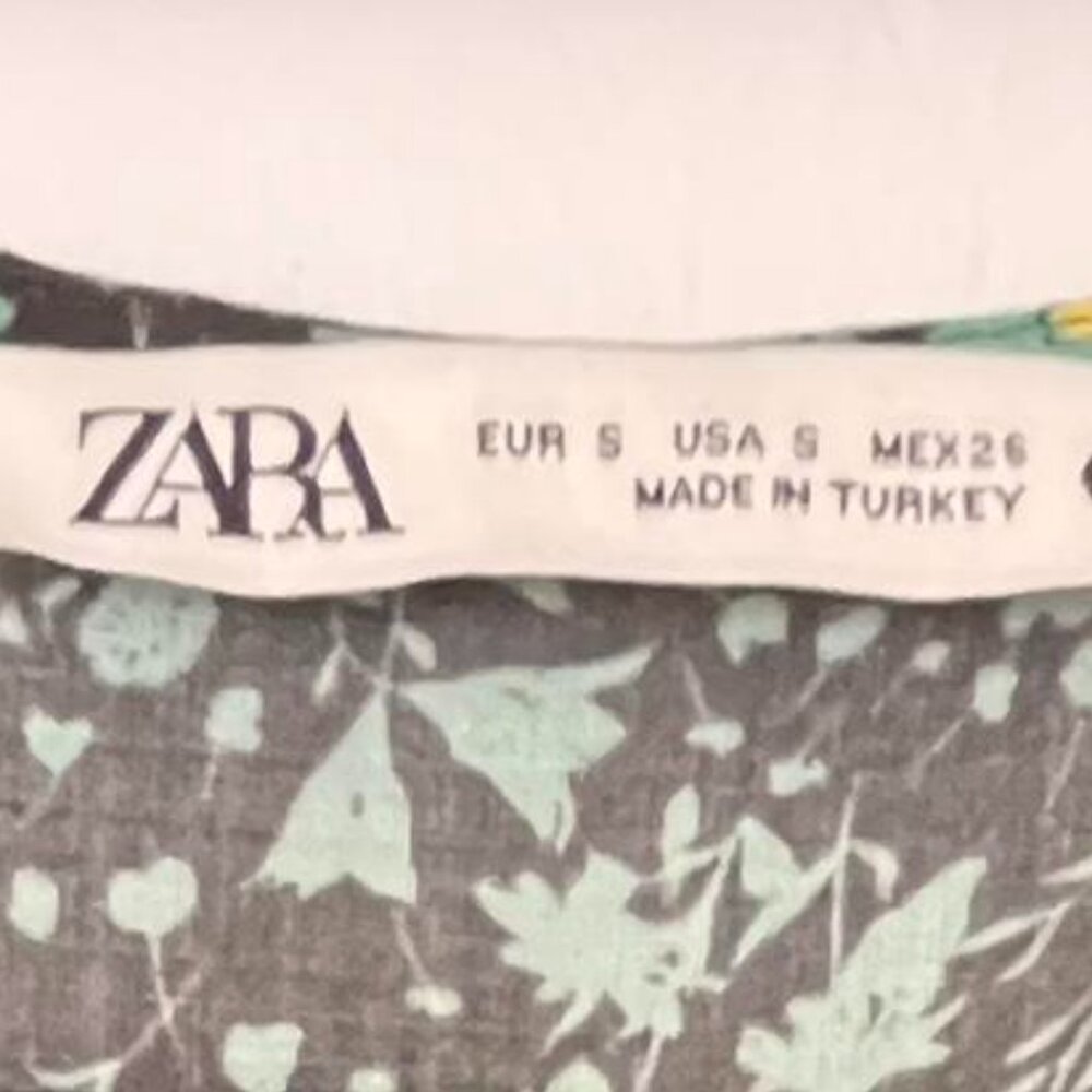 ZARA THE ANGEL DRESS FLORAL MIDI IN GREEN/BLACK Sz. XS - Picture 2 of 6